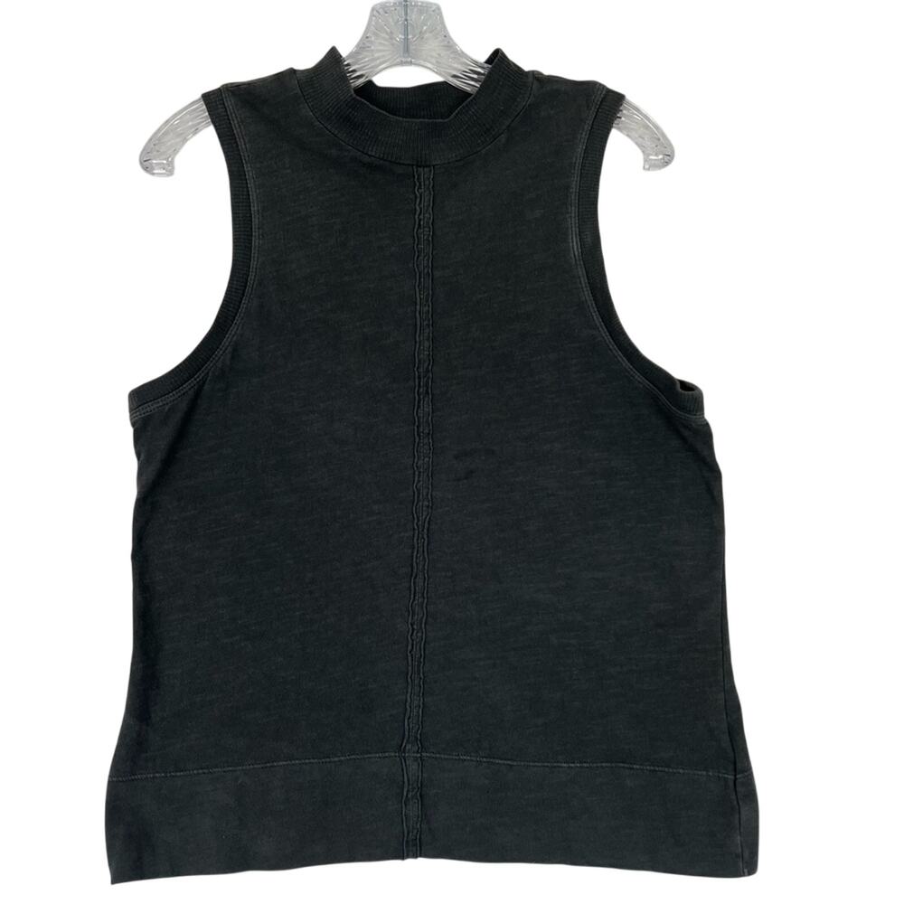 By ANTHROPOLOGIE Tank Top Small Slub Crewneck Sleeveless Jersey Cotton Black